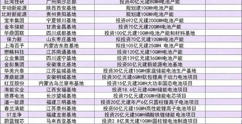 中国锂电池企业主要生产基地4